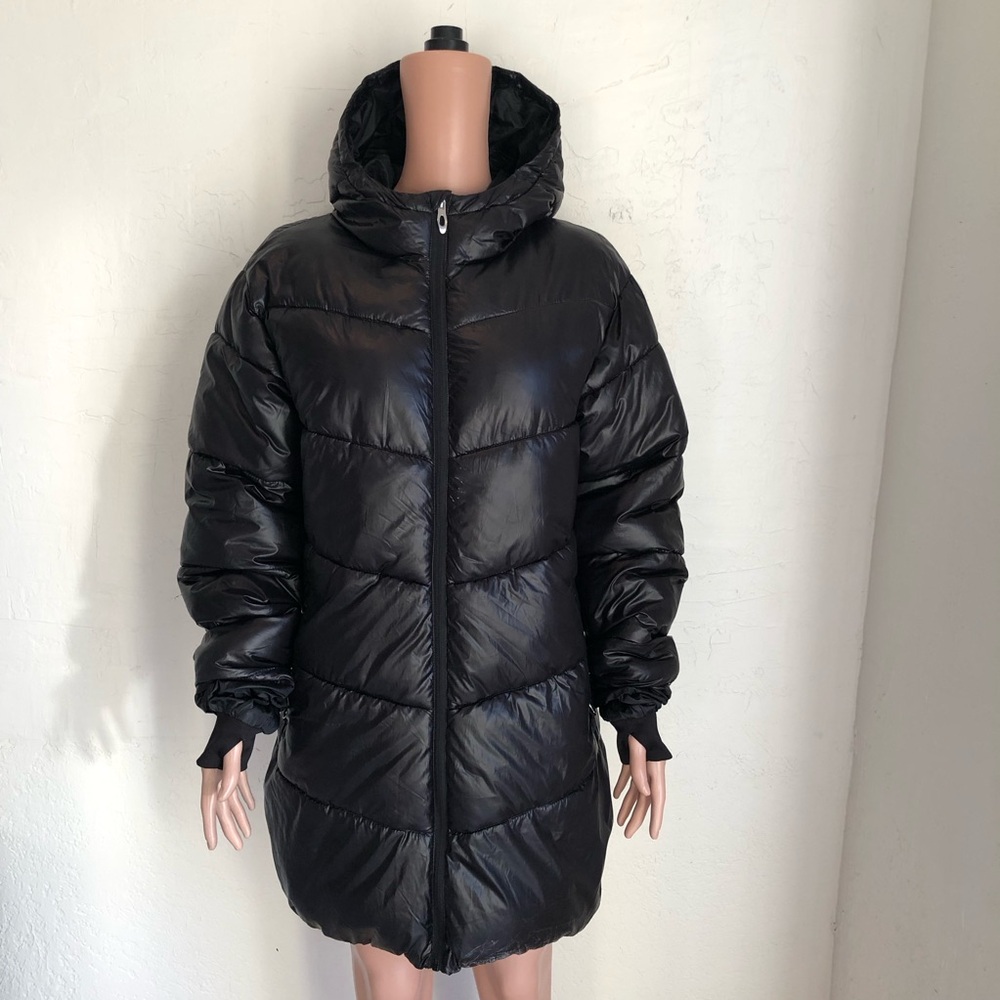 Spyder Super Puffer Black Parka Hooded Jacket Coat Women's Size M Thermaweb